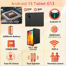 Load image into Gallery viewer, BUFO G13 10.1 Inch Android 15 Tablet 30(6+24)GB+128GB 6200mAh Octa‑Core IPS HD Display Widevine L1 US Local Warehouse Stock