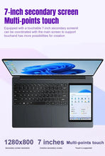 Load image into Gallery viewer, CRELANDER Intel laptop 15.6" +7" Touch Screen 32GB RAM 1TB SSD Backlit keyboard Windows 11 Notebook Computer Dual Screen Laptop