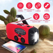 Load image into Gallery viewer, 2000 mAh Emergency Radio with LED Lights Radio USB Solar Charging Light Outdoor Travel Portable Rechargeable FM/AM Radio
