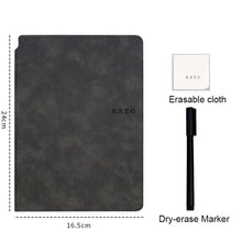 Load image into Gallery viewer, A5 Erasable Whiteboard Notebook With Whiteboard Pen Erasing Cloth Leather Memo Pad Reusable Writing Board Weekly Planner