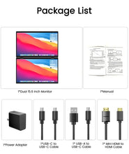Load image into Gallery viewer, 15.6 Inch Dual Touch Screen Portable Monitor 1080P FHD With 360° Flip External Screen For PC Laptop Mac Phone Xbox PS4/5 Switch