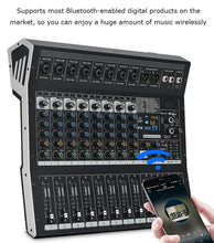Load image into Gallery viewer, 8/12 Channel Digital Mixer Audio Console 100 DSP Effects Bluetooth USB MP3 DJ Reverberation Sound Mixing Console