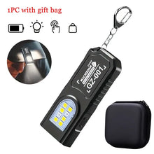 Load image into Gallery viewer, Powerful Mini COB LED Keychain Flashlight USB C Rechargeable Hanging Work Light Waterproof Keyring Camping Walking Pocket Lamp