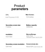 Load image into Gallery viewer, CRELANDER Intel laptop 15.6" +7" Touch Screen 32GB RAM 1TB SSD Backlit keyboard Windows 11 Notebook Computer Dual Screen Laptop