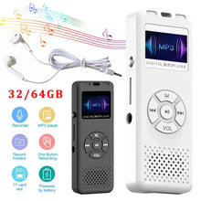 Load image into Gallery viewer, 32/64GB Digital Voice Recorder MP3 Player Mini Sound Audio Recorder Professional Recording Dictaphone Built-in Speaker FM Radio