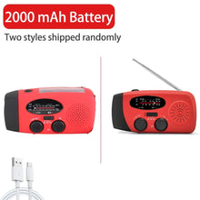 Load image into Gallery viewer, 2000 mAh Emergency Radio with LED Lights Radio USB Solar Charging Light Outdoor Travel Portable Rechargeable FM/AM Radio