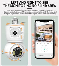 Load image into Gallery viewer, 8MP E27 Bulb WiFi Camera 4K Dual Lens Dual Screen Cam Auto Tracking Two Way Audio Night Vision CCTV Security Protection ICSEE