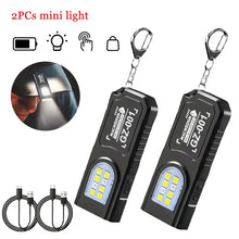 Load image into Gallery viewer, Powerful Mini COB LED Keychain Flashlight USB C Rechargeable Hanging Work Light Waterproof Keyring Camping Walking Pocket Lamp
