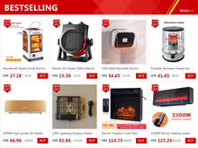 Load image into Gallery viewer, 500W Fan Heater Mini Electric Space Heater Portable Wall Outlet Heater with LED Display Adjustable Thermostat and Timer Mute