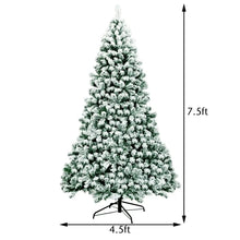 Load image into Gallery viewer, 7.5Ft Pre-Lit Premium Snow Flocked Hinged Artificial Christmas Tree w/550 Lights