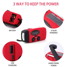Load image into Gallery viewer, 2000 mAh Emergency Radio with LED Lights Radio USB Solar Charging Light Outdoor Travel Portable Rechargeable FM/AM Radio