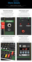 Load image into Gallery viewer, 4 / 8-channel mixer DSP reverberation effect professional Bluetooth USB audio mixer balance family karaoke stage performance KTV