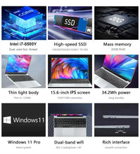 Load image into Gallery viewer, Portable Laptop Computer PC Windows 11 Intel Core i7 8500Y 15.6 Inch 20GB DDR 1TB SSD Office Laptops Fingerprint Unlock Notebook
