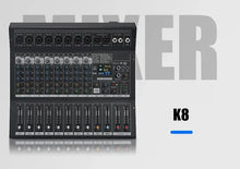 Load image into Gallery viewer, 8/12 Channel Digital Mixer Audio Console 100 DSP Effects Bluetooth USB MP3 DJ Reverberation Sound Mixing Console