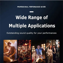 Load image into Gallery viewer, 8/12 Channel Digital Mixer Audio Console 100 DSP Effects Bluetooth USB MP3 DJ Reverberation Sound Mixing Console