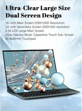 Load image into Gallery viewer, Dual Screen Laptop 16.1 Inch + 14.1 Inch Touch Screen Core i7 10750H Processor Gaming Laptop DDR4 16/32GB SSD Notebook Computer
