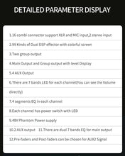 Load image into Gallery viewer, 26-channel Professional Audio Mixer Console +48V Phantom Power 99 DSP Effects Bluetooth USB Computer Play For Stage Performance