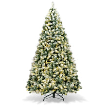 Load image into Gallery viewer, 7.5Ft Pre-Lit Premium Snow Flocked Hinged Artificial Christmas Tree w/550 Lights