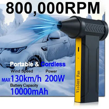 Load image into Gallery viewer, 800000 RPM Brushless 10000mAh Motor Electric Turbo Jet Fan High-Speed Turbo Violent Fan Rechargeable Powerful Dust Blower