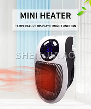 Load image into Gallery viewer, 500W Fan Heater Mini Electric Space Heater Portable Wall Outlet Heater with LED Display Adjustable Thermostat and Timer Mute