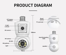 Load image into Gallery viewer, 8MP E27 Bulb WiFi Camera 4K Dual Lens Dual Screen Cam Auto Tracking Two Way Audio Night Vision CCTV Security Protection ICSEE