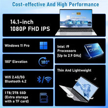Load image into Gallery viewer, 2025 Gaming Laptop Computer Windows 11 Pro 14.1" Intel CORE i9 8950HK 16GB DDR4 1TB 2TB SSD 1920*1080 Office Gaming PC notebook