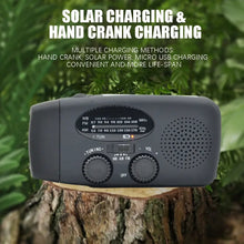 Load image into Gallery viewer, 2000 mAh Emergency Radio with LED Lights Radio USB Solar Charging Light Outdoor Travel Portable Rechargeable FM/AM Radio
