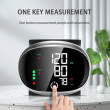 Load image into Gallery viewer, Digital Wrist Blood Pressure Meter Automatic Voice Tonometer Heart Rate Monitor Smart Touch LCD Screen Charge Sphygmomanometer