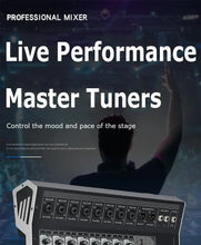 Load image into Gallery viewer, 8/12 Channel Digital Mixer Audio Console 100 DSP Effects Bluetooth USB MP3 DJ Reverberation Sound Mixing Console
