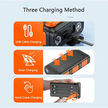 Load image into Gallery viewer, Hand Crank Solar Power Bank 30000mAh with Cable Camping Light PD 20W Fast Charging Powerbank for iPhone Xiaomi Samsung Powerbank