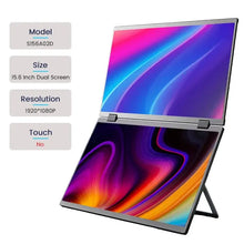 Load image into Gallery viewer, 15.6 Inch Dual Touch Screen Portable Monitor 1080P FHD With 360° Flip External Screen For PC Laptop Mac Phone Xbox PS4/5 Switch