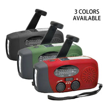 Load image into Gallery viewer, 2000 mAh Emergency Radio with LED Lights Radio USB Solar Charging Light Outdoor Travel Portable Rechargeable FM/AM Radio