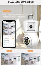 Load image into Gallery viewer, 8MP E27 Bulb WiFi Camera 4K Dual Lens Dual Screen Cam Auto Tracking Two Way Audio Night Vision CCTV Security Protection ICSEE