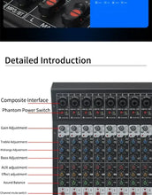 Load image into Gallery viewer, 8/12 Channel Digital Mixer Audio Console 100 DSP Effects Bluetooth USB MP3 DJ Reverberation Sound Mixing Console