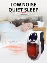 Load image into Gallery viewer, 500W Fan Heater Mini Electric Space Heater Portable Wall Outlet Heater with LED Display Adjustable Thermostat and Timer Mute