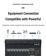Load image into Gallery viewer, 8/12 Channel Digital Mixer Audio Console 100 DSP Effects Bluetooth USB MP3 DJ Reverberation Sound Mixing Console