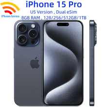Load image into Gallery viewer, Unlocked iPhone 15 Pro 128/256/512GB 1TB ROM Dual eSIM 8GB RAM 6.1" Original Super Retina OLED Face ID NFC A16 15Pro 5G Phone