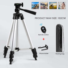 Load image into Gallery viewer, 40/52/60inch Mobile Phone Holder Extensible Tripod Stand Selfie Stick Tripod With Phone Holder For Live Streaming Video Photo - China - 102CM Silver