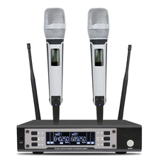 Load image into Gallery viewer, SOMLIMI EW135G4 UHF Long Distance Dual Channel Dual Handheld Professional Wireless Microphone System Stage Performance Dynamic - white