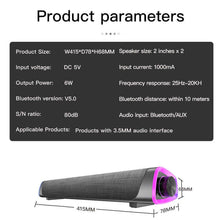 Load image into Gallery viewer, 3D Surround Soundbar Bluetooth 5.0 Speaker Wired Computer Speakers Stereo Subwoofer Sound bar for Laptop PC Theater TV Aux 3.5mm