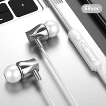 Load image into Gallery viewer, NEW Wired Earphone Mobile Phone 3.5mm Subwoofer In-ear Headphone With Microphone Tuning Stereo Headset For Huawei Xiaomi Samsung - silver - China