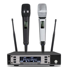 Load image into Gallery viewer, SOMLIMI EW135G4 UHF Long Distance Dual Channel Dual Handheld Professional Wireless Microphone System Stage Performance Dynamic - black and white