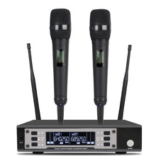 Load image into Gallery viewer, SOMLIMI EW135G4 UHF Long Distance Dual Channel Dual Handheld Professional Wireless Microphone System Stage Performance Dynamic - black