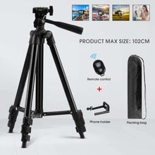Load image into Gallery viewer, 40/52/60inch Mobile Phone Holder Extensible Tripod Stand Selfie Stick Tripod With Phone Holder For Live Streaming Video Photo - China - 102CM Black