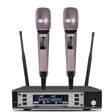 Load image into Gallery viewer, SOMLIMI EW135G4 UHF Long Distance Dual Channel Dual Handheld Professional Wireless Microphone System Stage Performance Dynamic - pink