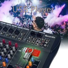 Load image into Gallery viewer, Mixing console with digital microphone 16 channels with USB BT 48 V Phantom Power Professional Karaoke DJ Audio Mixer