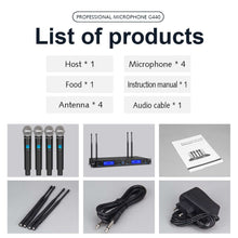 Load image into Gallery viewer, Wireless Microphone G-MARK G440 Professional Four-Channel Handheld Microphone for Karaoke Stage Performance Church Wedding