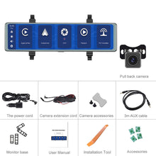 Load image into Gallery viewer, Podofo Wireless CarPlay Android Auto Dual Screen Car DVR Dash Cam 11.26”Rear View Mirror Stream Media Video Recorder Monitor DVR