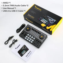 Load image into Gallery viewer, Maono AME2 Audio Interface Sound Card DJ Mixer All in One Portable Podcast Studio for Recording,Live Streaming,Youtube,Guitar,PC
