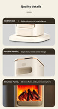 Load image into Gallery viewer, Quality details of the 1500W Ceramic Tower Heater &amp; Humidifier - 4-in-1, featuring stable base, portable handle, and simulated flame.
